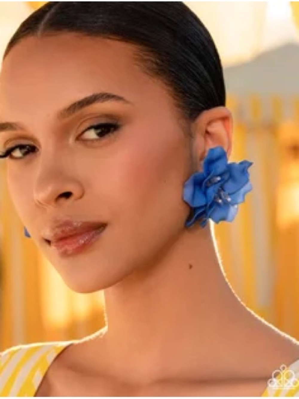 Blue Floral Statement Earrings - Women Jewelry